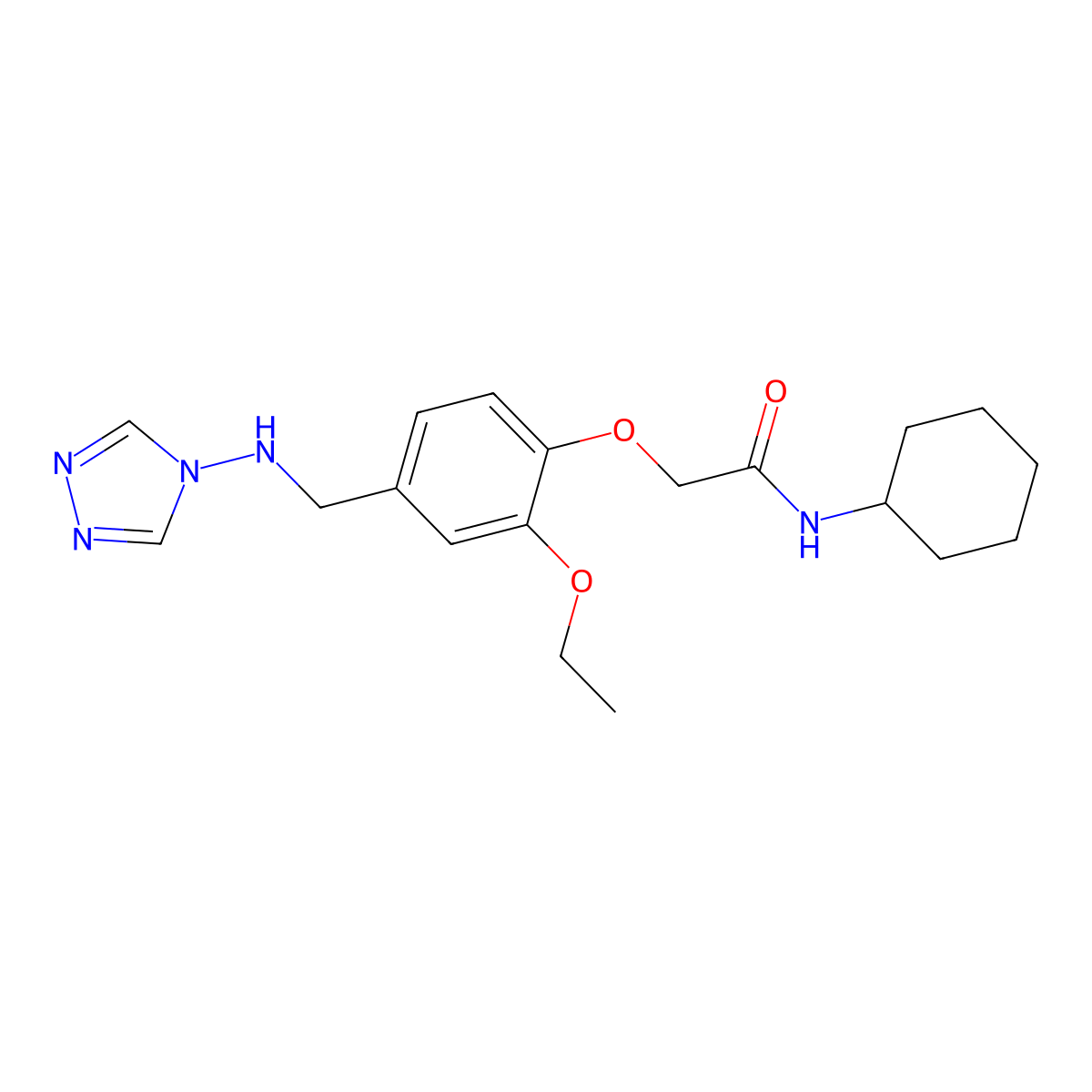 N-cyclohexyl-2-{2-ethoxy-4-[(4H-1,2,4-triazol-4-ylamino)methyl]phenoxy}acetamide molecular structure, CAS 708989-97-3