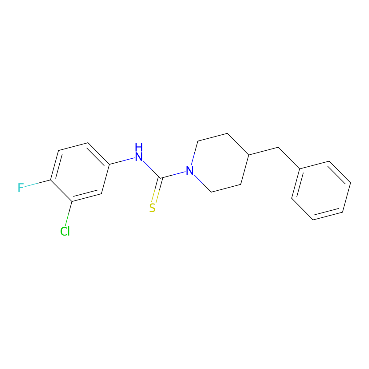 4-benzyl-N-(3-chloro-4-fluorophenyl)piperidine-1-carbothioamide molecular structure, CAS 708990-27-6