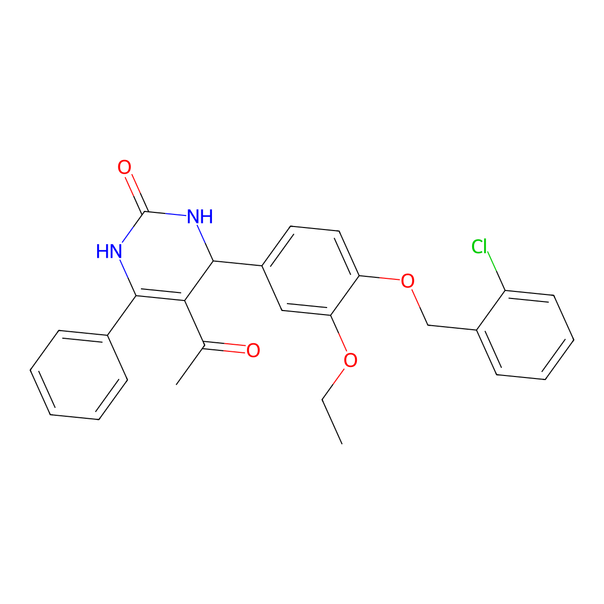 5-acetyl-4-[4-[(2-chlorophenyl)methoxy]-3-ethoxyphenyl]-6-phenyl-3,4-dihydro-1H-pyrimidin-2-one molecular structure, CAS 708990-45-8