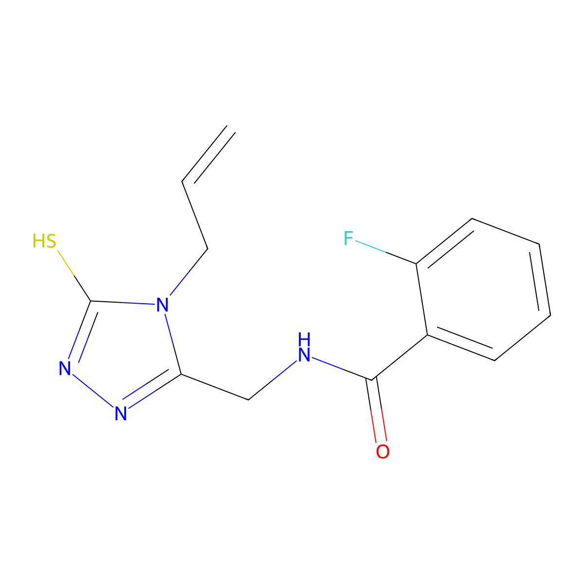 N-(4-Allyl-5-mercapto-4H-[1,2,4]triazol-3-ylmethyl)-2-fluoro-benzamide molecular structure, CAS 708990-69-6