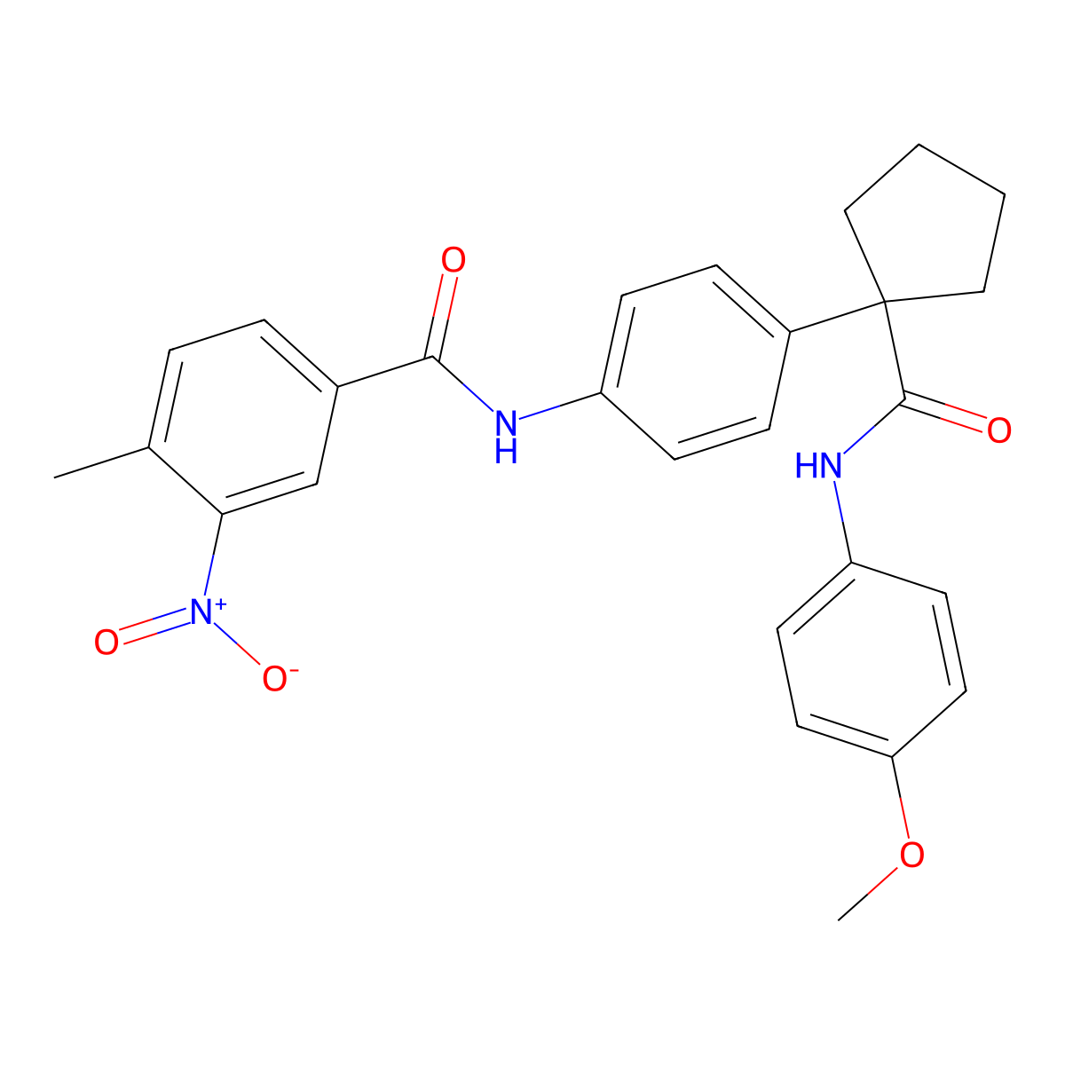 N-(4-{1-[(4-methoxyphenyl)carbamoyl]cyclopentyl}phenyl)-4-methyl-3-nitrobenzamide molecular structure, CAS 708990-73-2