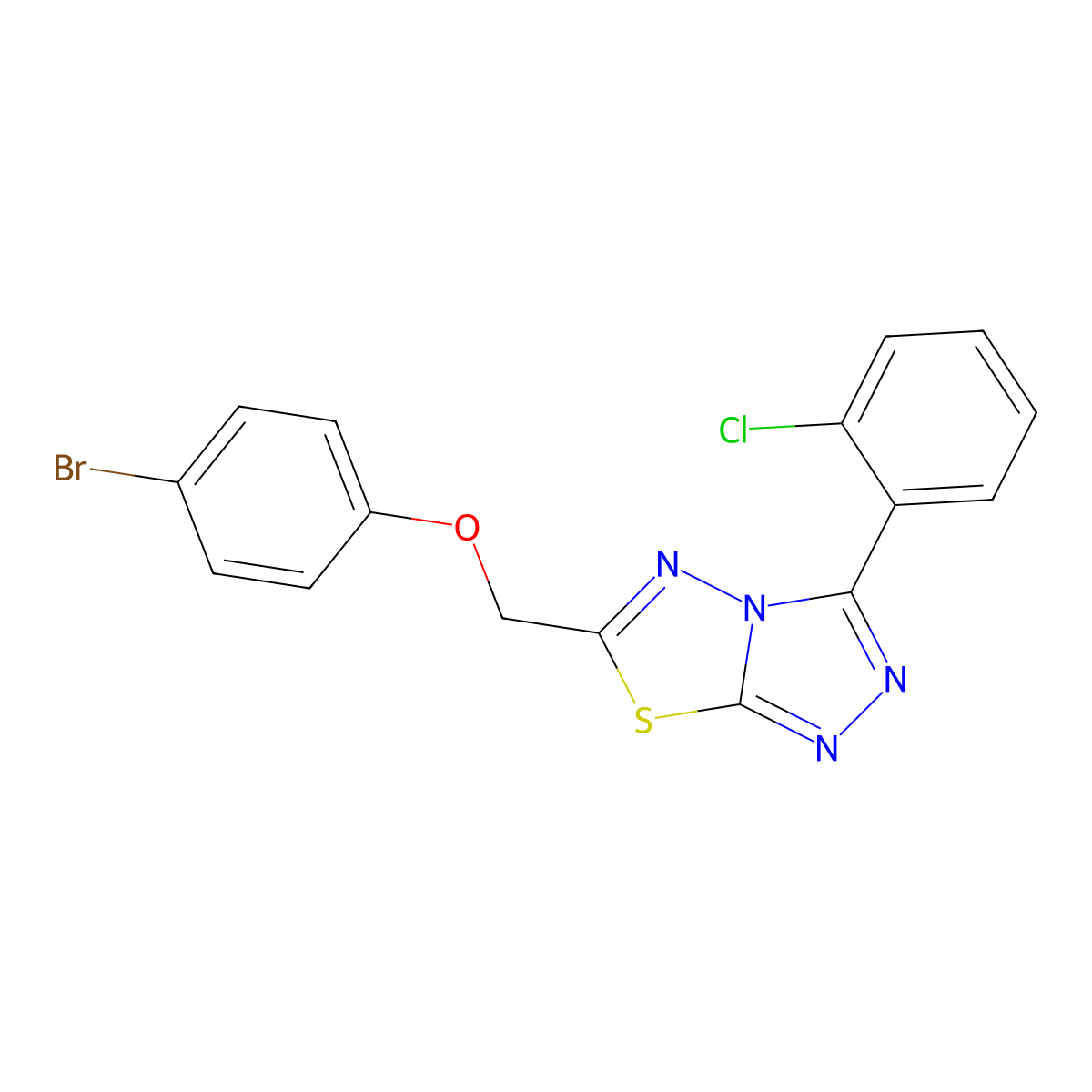 6-[(4-Bromophenoxy)methyl]-3-(2-chlorophenyl)-[1,2,4]triazolo[3,4-b][1,3,4]thiadiazole molecular structure, CAS 708991-02-0