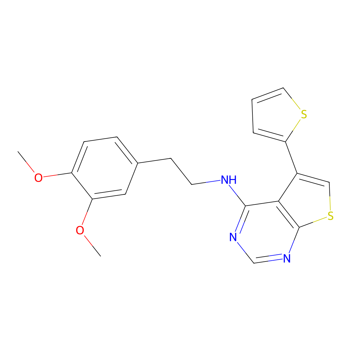 N-[2-(3,4-dimethoxyphenyl)ethyl]-5-(thiophen-2-yl)thieno[2,3-d]pyrimidin-4-amine molecular structure, CAS 708991-31-5
