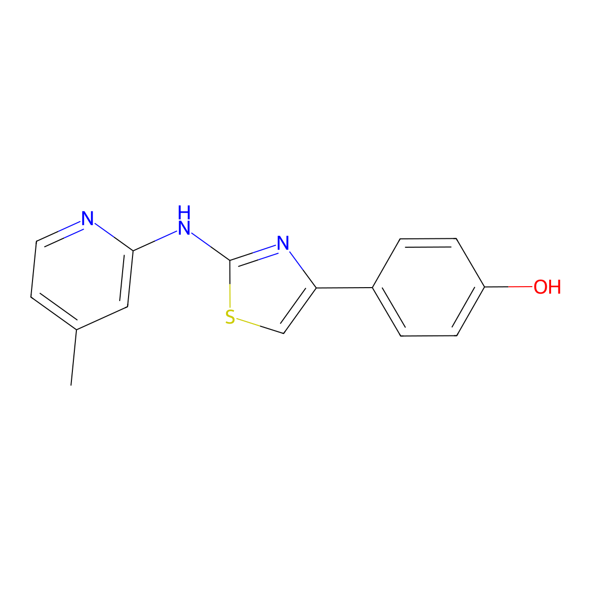 4-[2-(4-Methyl-pyridin-2-ylamino)-thiazol-4-yl]-phenol molecular structure, CAS 708991-32-6