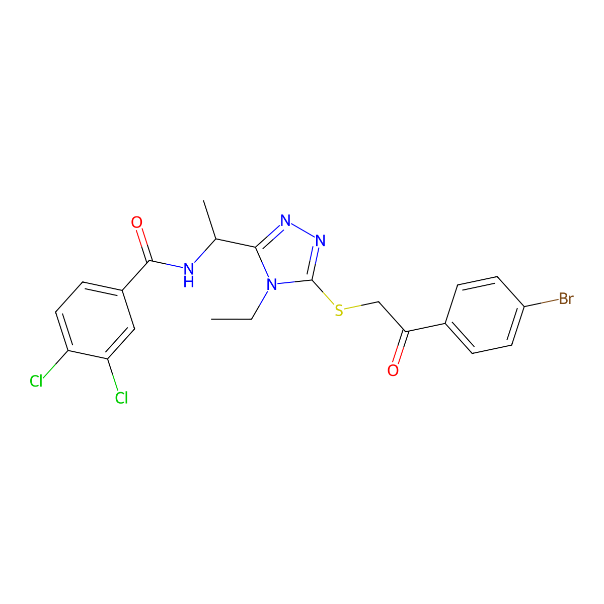 N-[1-(5-{[2-(4-bromophenyl)-2-oxoethyl]sulfanyl}-4-ethyl-4H-1,2,4-triazol-3-yl)ethyl]-3,4-dichlorobenzamide molecular structure, CAS 708991-33-7
