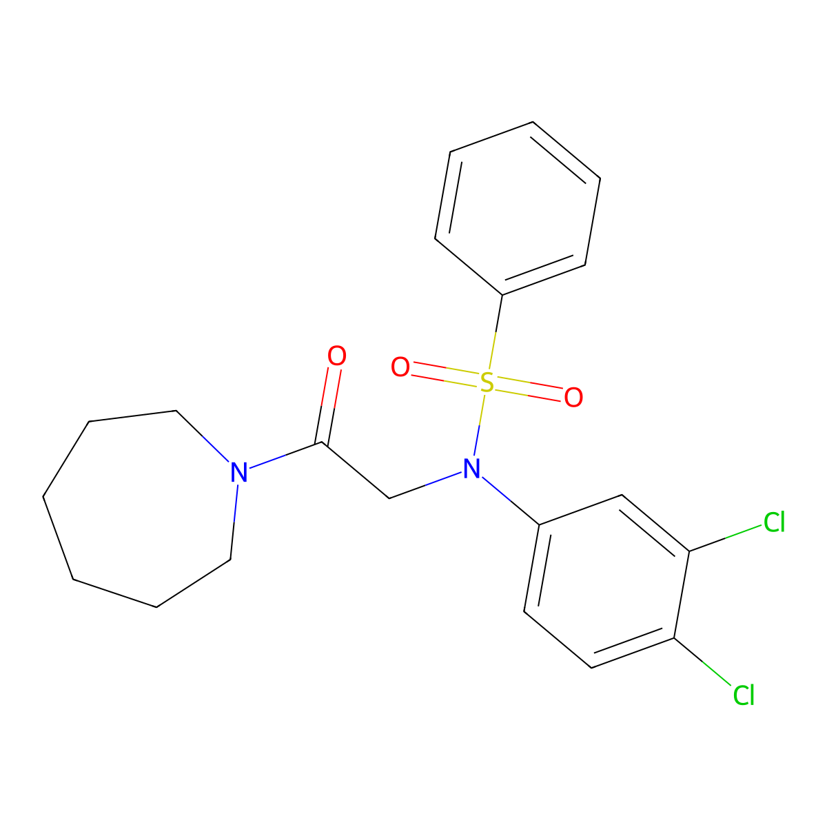 N-[2-(azepan-1-yl)-2-oxoethyl]-N-(3,4-dichlorophenyl)benzenesulfonamide molecular structure, CAS 708991-34-8