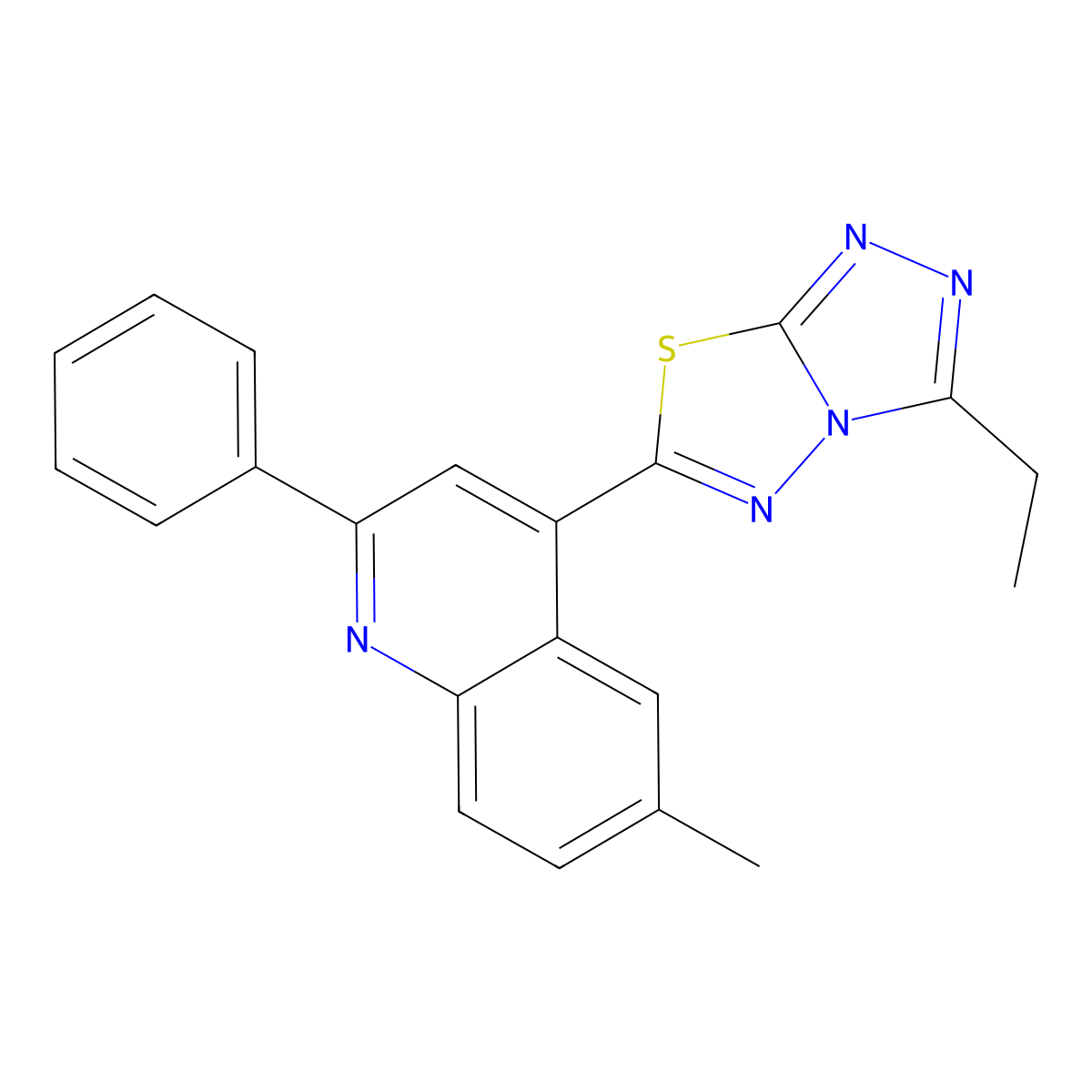 4-(3-Ethyl[1,2,4]triazolo[3,4-b][1,3,4]thiadiazol-6-yl)-6-methyl-2-phenylquinoline molecular structure, CAS 708991-38-2