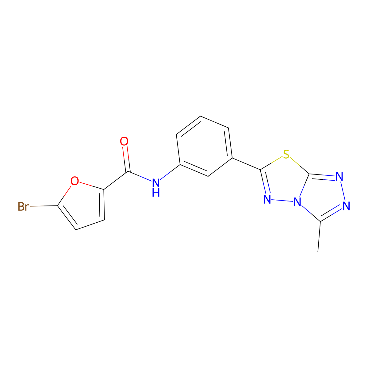 5-bromo-N-[3-(3-methyl[1,2,4]triazolo[3,4-b][1,3,4]thiadiazol-6-yl)phenyl]furan-2-carboxamide molecular structure, CAS 708991-43-9