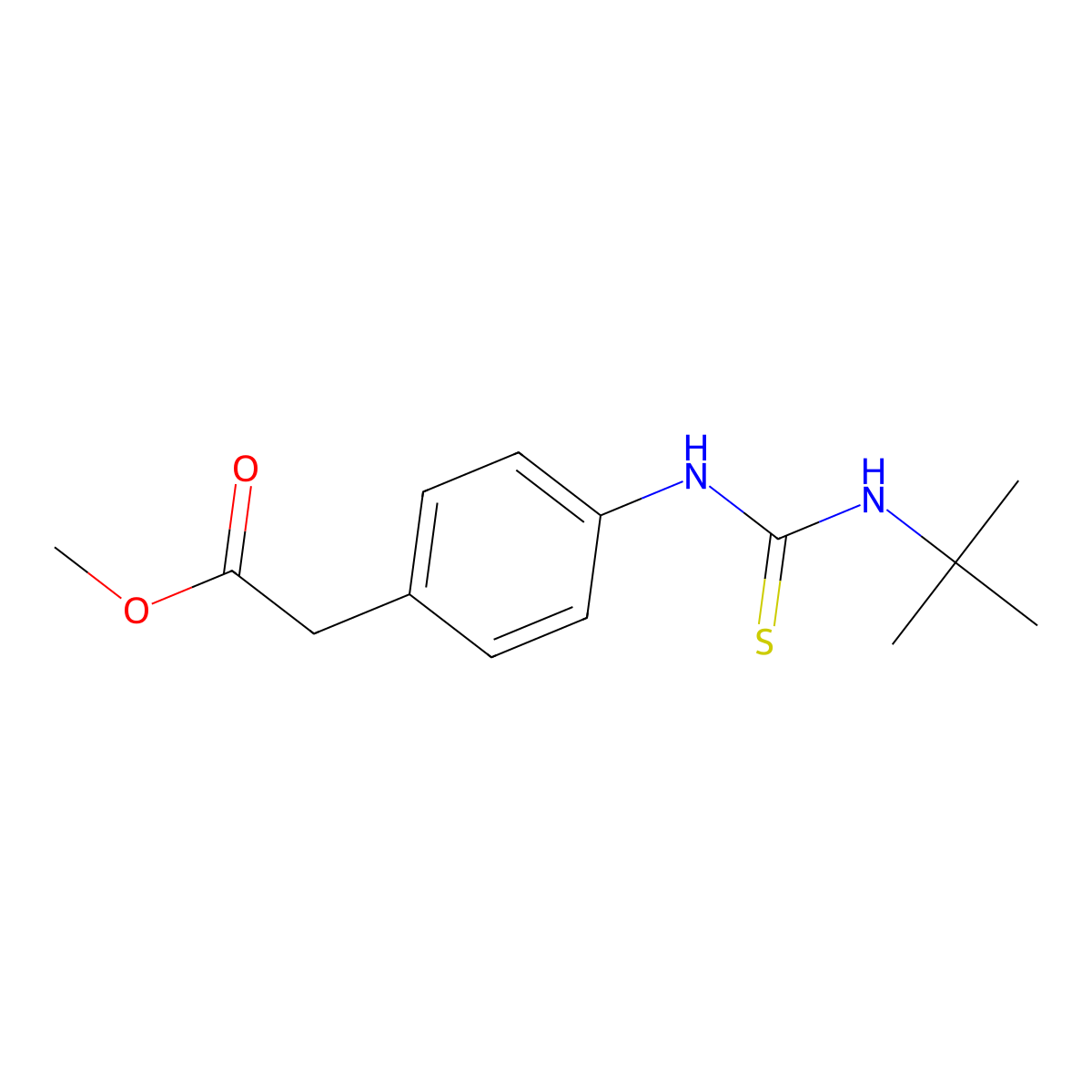 Methyl {4-[(tert-butylcarbamothioyl)amino]phenyl}acetate molecular structure, CAS 708991-47-3