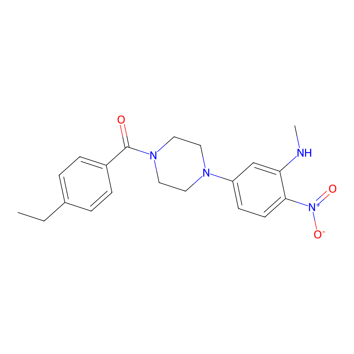 (4-Ethylphenyl)-[4-[3-(methylamino)-4-nitrophenyl]piperazin-1-yl]methanone molecular structure, CAS 708991-51-9