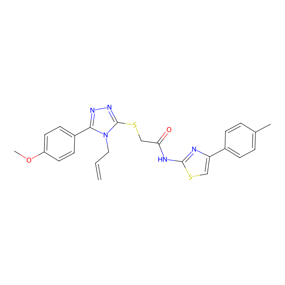 2-[[5-(4-methoxyphenyl)-4-prop-2-enyl-1,2,4-triazol-3-yl]sulfanyl]-N-[4-(4-methylphenyl)-1,3-thiazol-2-yl]acetamide molecular structure, CAS 708991-53-1
