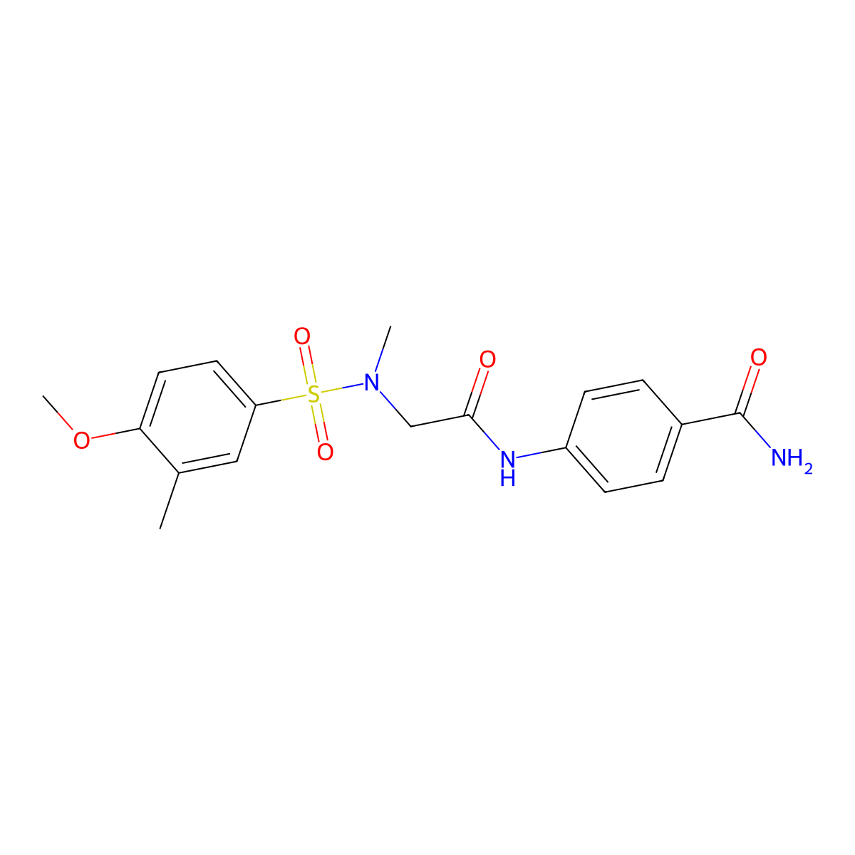 4-({N-[(4-methoxy-3-methylphenyl)sulfonyl]-N-methylglycyl}amino)benzamide molecular structure, CAS 708991-56-4