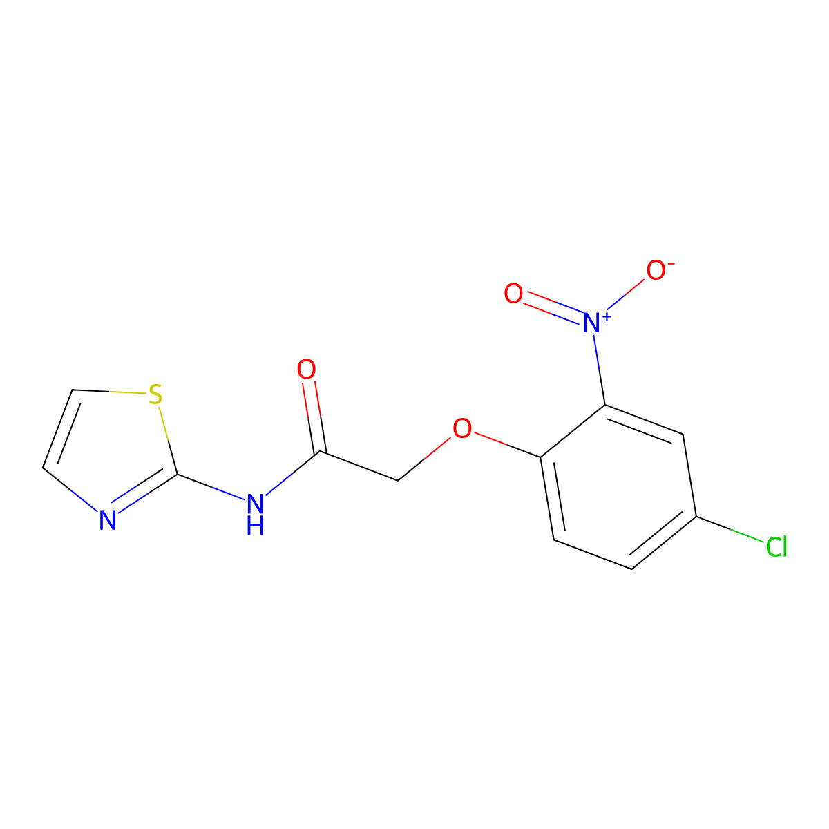 2-(4-chloro-2-nitrophenoxy)-N-(1,3-thiazol-2-yl)acetamide molecular structure, CAS 708991-63-3