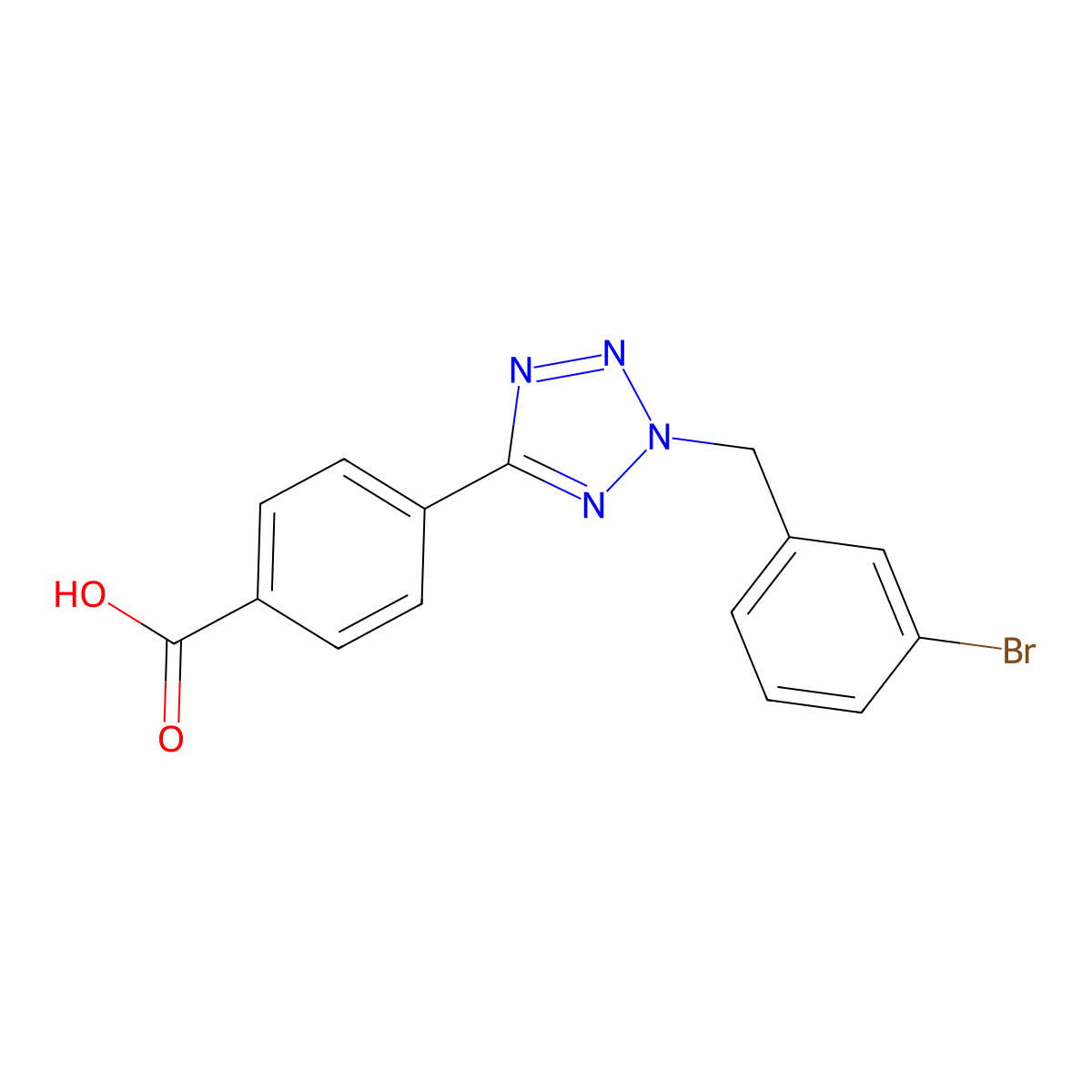 4-[2-[(3-Bromophenyl)methyl]tetrazol-5-yl]benzoic acid molecular structure, CAS 708991-77-9