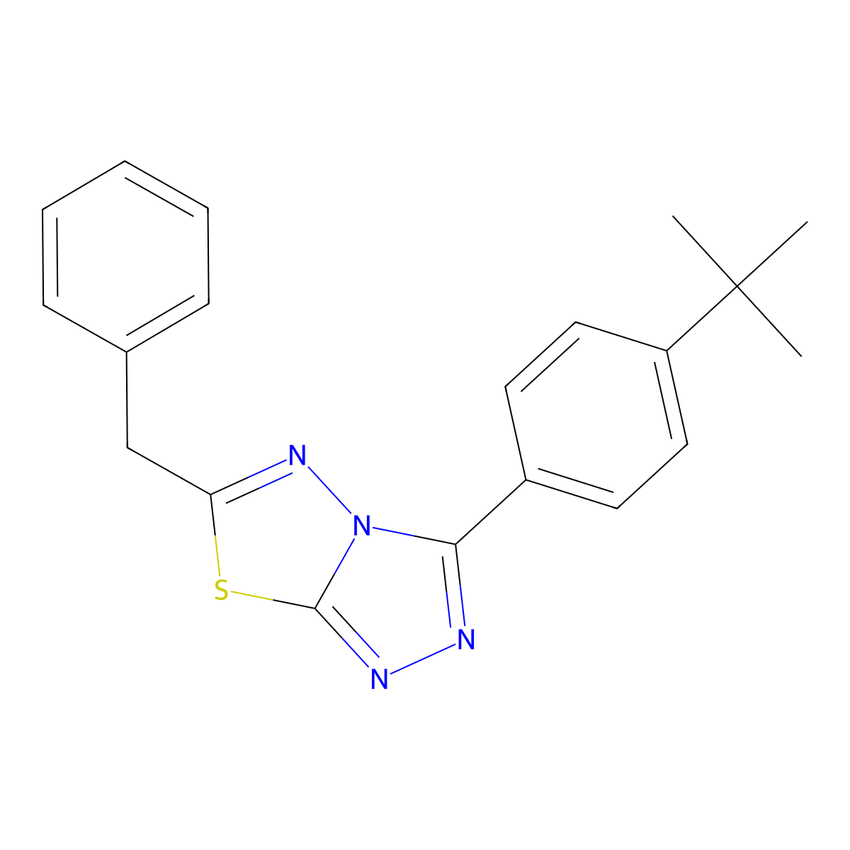 6-Benzyl-3-(4-tert-butylphenyl)-[1,2,4]triazolo[3,4-b][1,3,4]thiadiazole molecular structure, CAS 708991-89-3