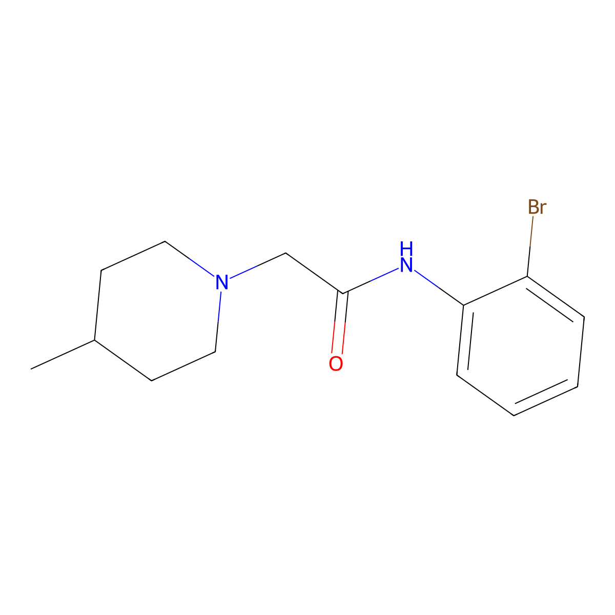 N-(2-bromophenyl)-2-(4-methylpiperidin-1-yl)acetamide molecular structure, CAS 708991-92-8