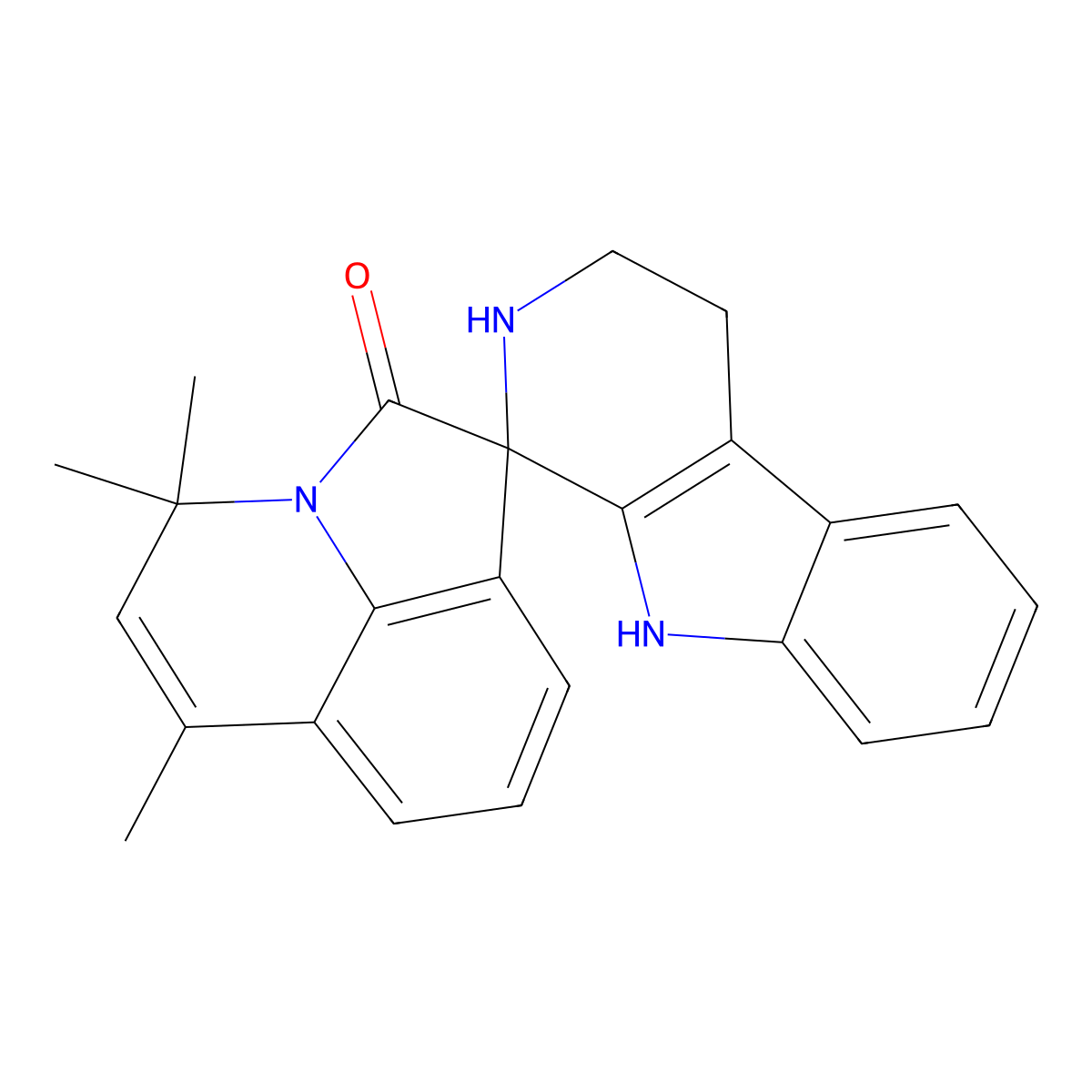 4',4',6'-trimethyl-2,3,4,9-tetrahydro-4'H-spiro[beta-carboline-1,1'-pyrrolo[3,2,1-ij]quinolin]-2'-one molecular structure, CAS 708991-95-1