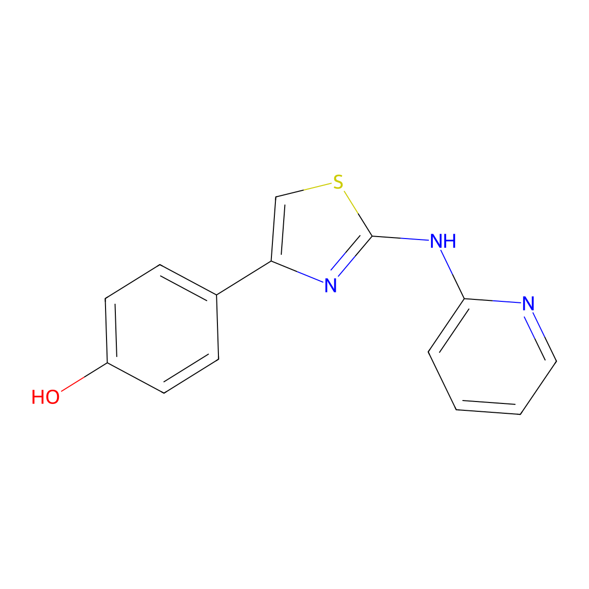 4-[2-(Pyridin-2-ylamino)-1,3-thiazol-4-yl]phenol molecular structure, CAS 708991-99-5