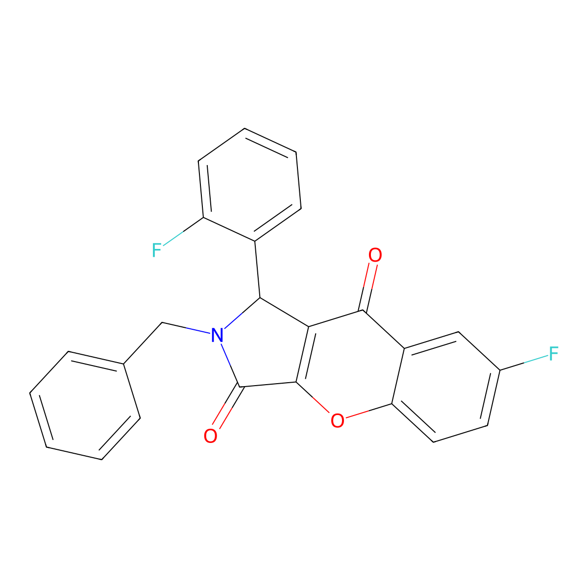 2-Benzyl-7-fluoro-1-(2-fluorophenyl)-1,2-dihydrochromeno[2,3-c]pyrrole-3,9-dione molecular structure, CAS 708992-04-5