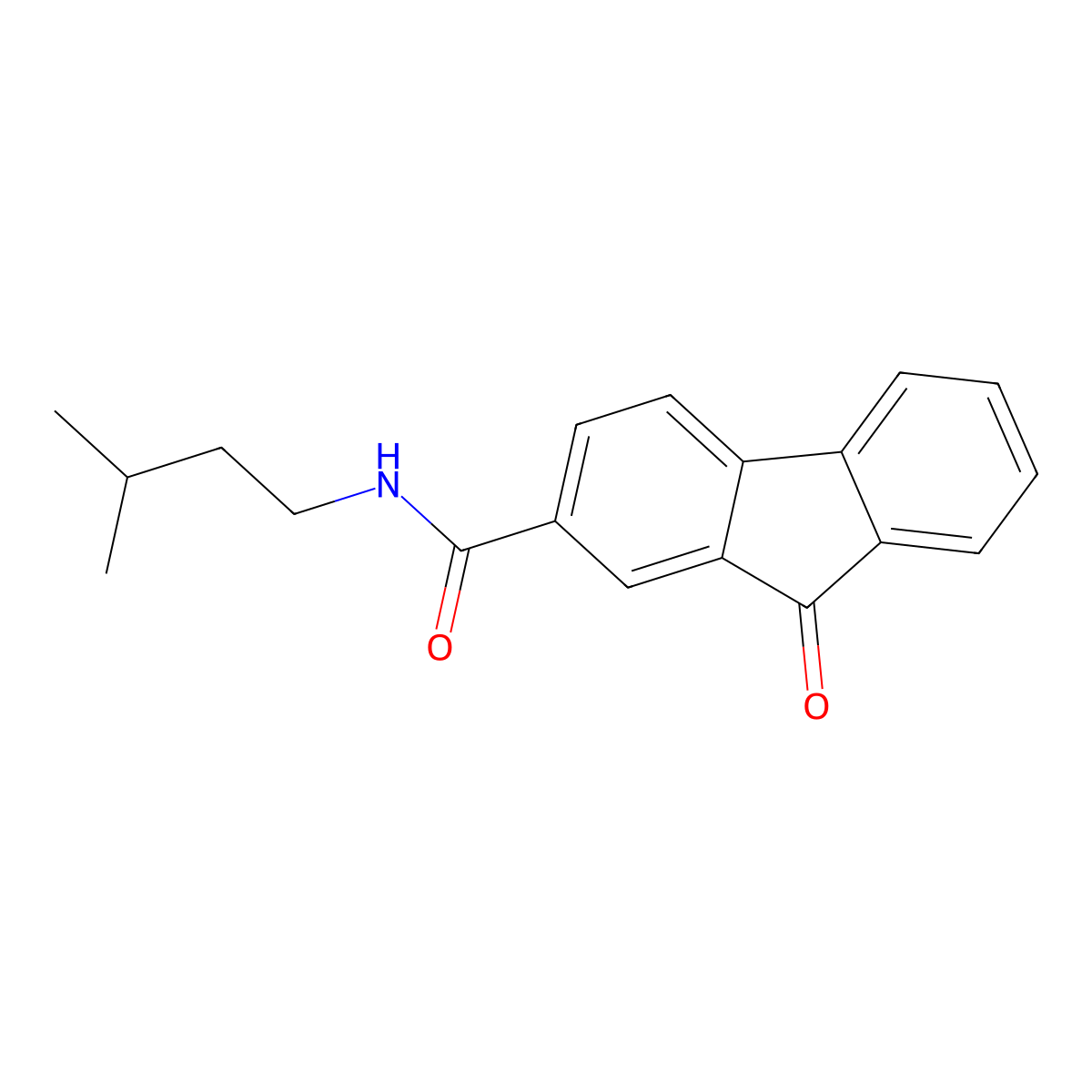 N-isopentyl-9-oxo-9H-fluorene-2-carboxamide molecular structure, CAS 708992-33-0