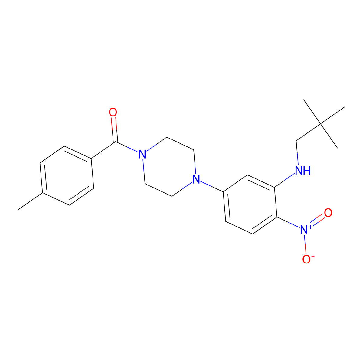 [4-[3-(2,2-Dimethylpropylamino)-4-nitrophenyl]piperazin-1-yl]-(4-methylphenyl)methanone molecular structure, CAS 708993-05-9