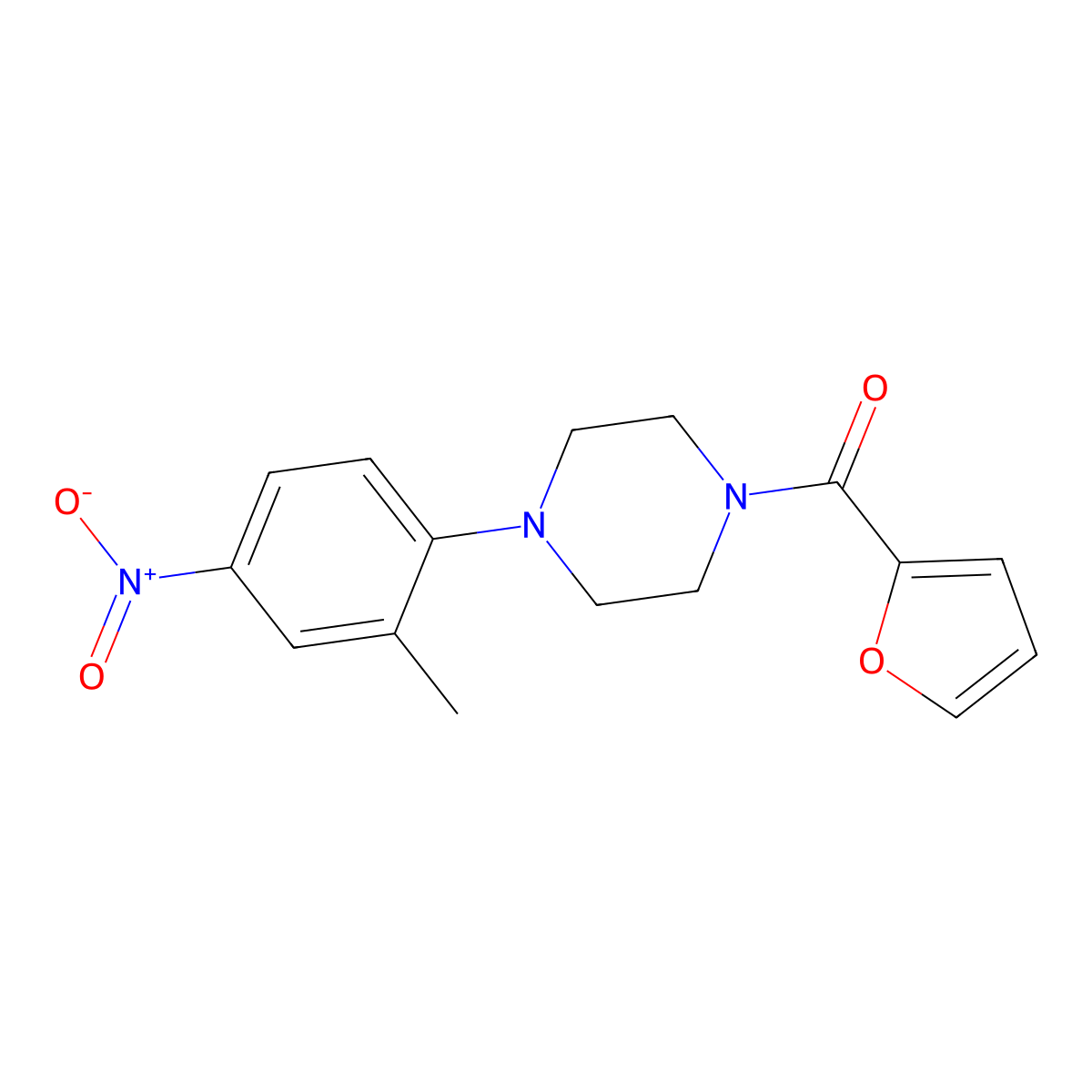 Furan-2-yl-[4-(2-methyl-4-nitrophenyl)piperazin-1-yl]methanone molecular structure, CAS 708993-10-6