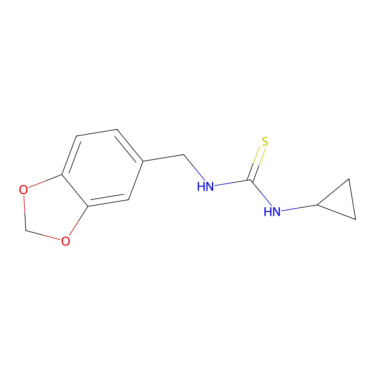 N-(1,3-benzodioxol-5-ylmethyl)-N'-cyclopropylthiourea molecular structure, CAS 708993-20-8