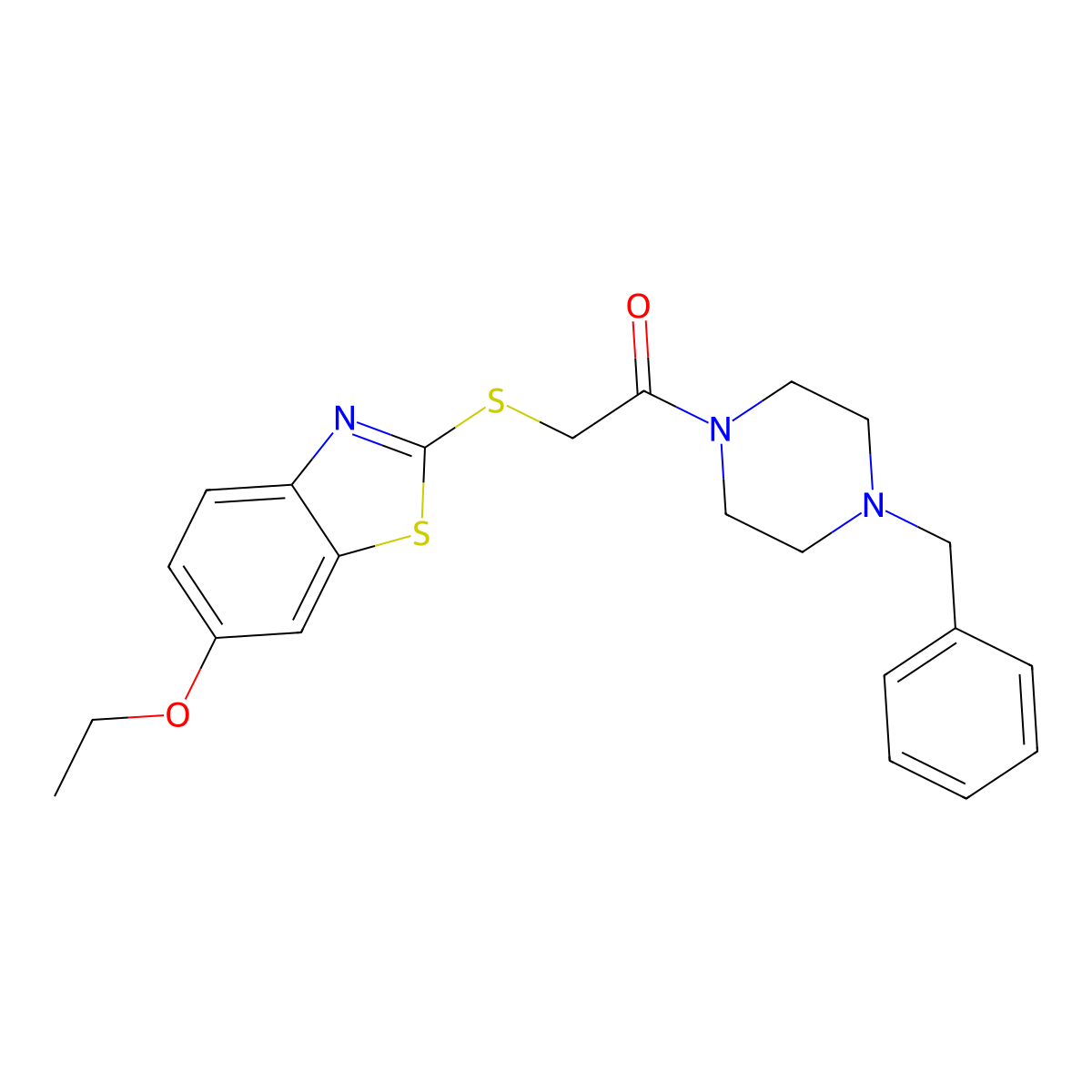1-(4-Benzylpiperazin-1-yl)-2-[(6-ethoxy-1,3-benzothiazol-2-yl)sulfanyl]ethanone molecular structure, CAS 708993-23-1