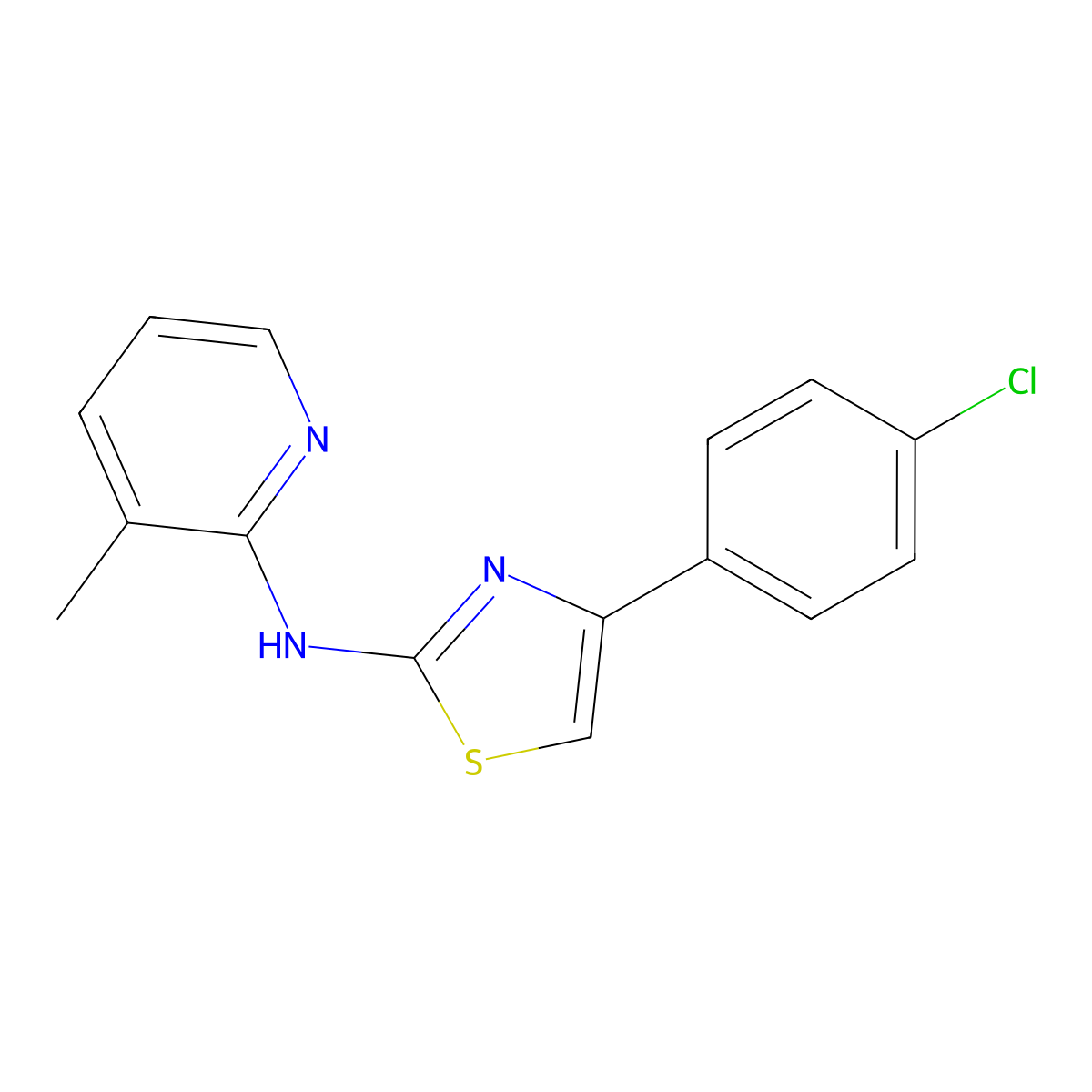 4-(4-chlorophenyl)-N-(3-methylpyridin-2-yl)-1,3-thiazol-2-amine molecular structure, CAS 708993-31-1