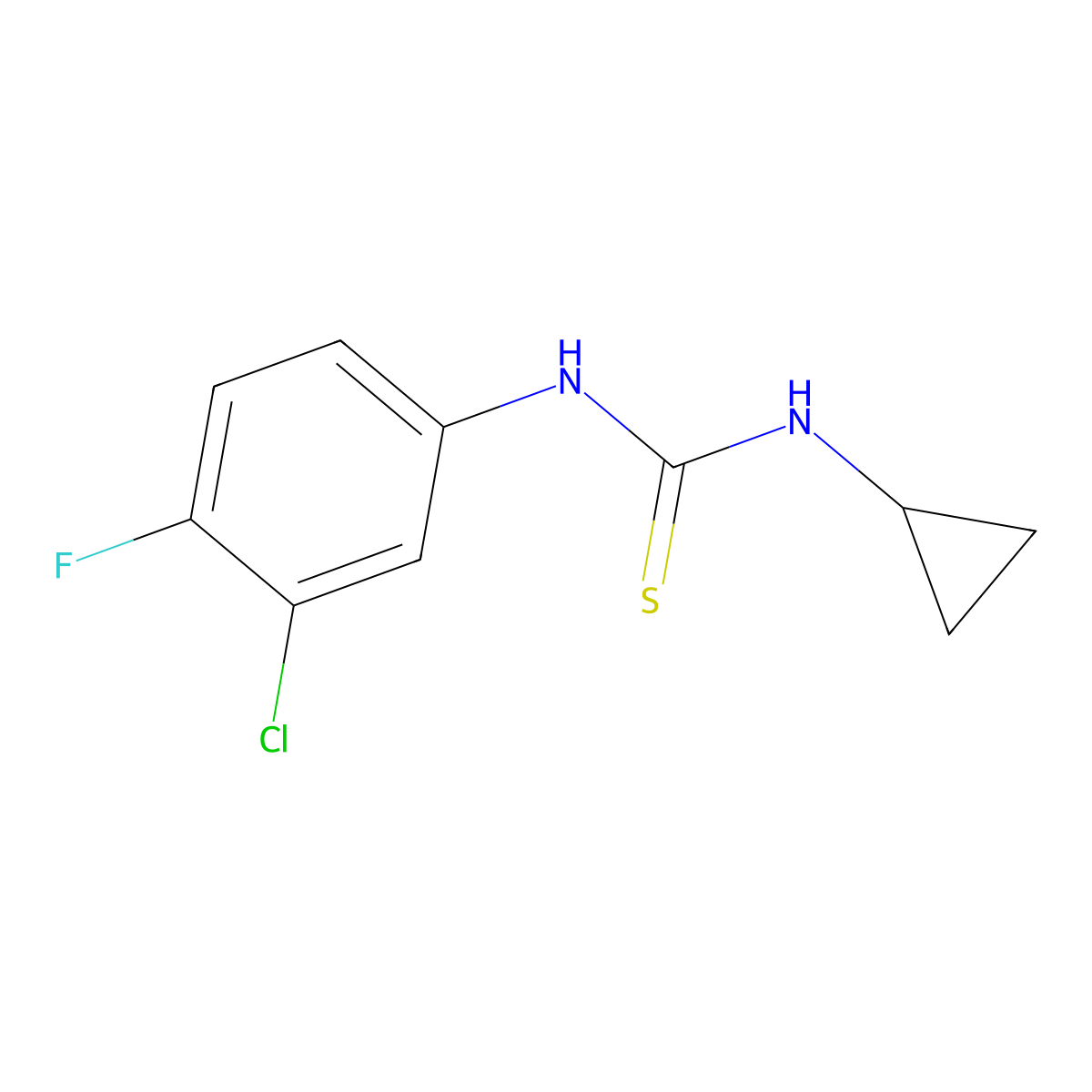 1-(3-Chloro-4-fluorophenyl)-3-cyclopropylthiourea molecular structure, CAS 708993-34-4