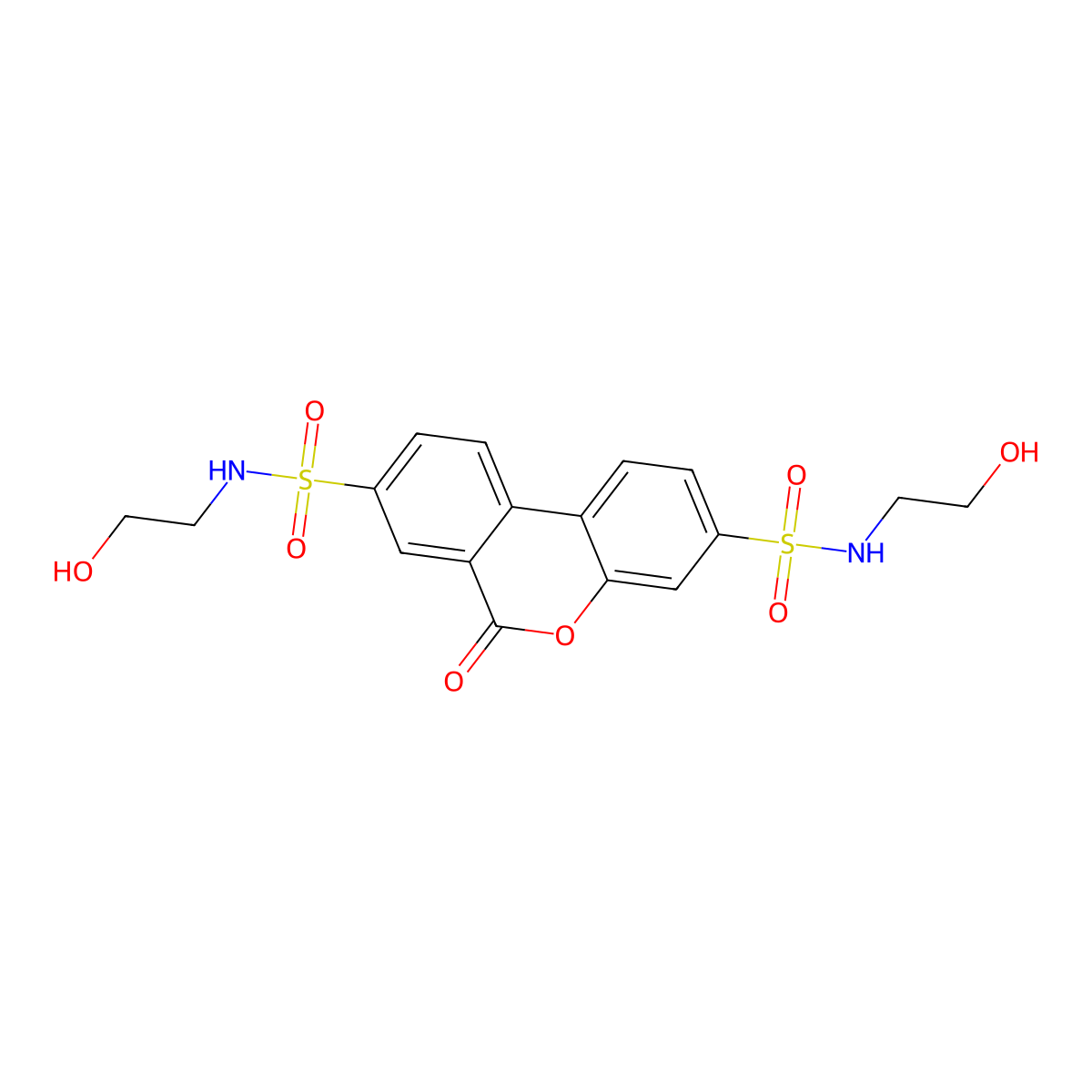 N3,N8-bis(2-hydroxyethyl)-6-oxo-6H-benzo[c]chromene-3,8-disulfonamide molecular structure, CAS 708993-40-2