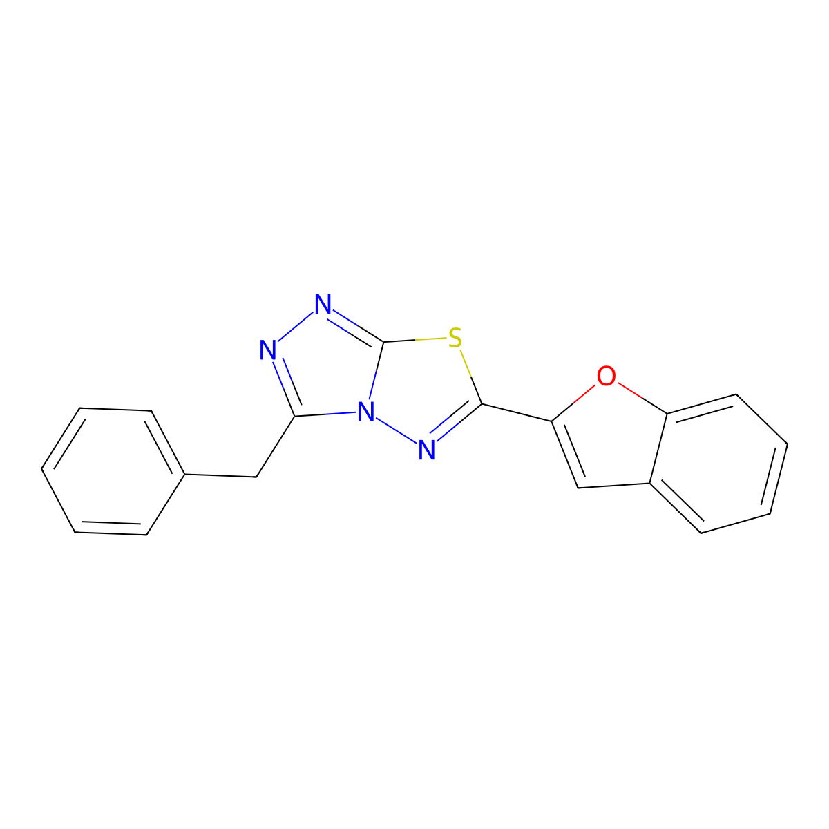 6-(1-Benzofuran-2-yl)-3-benzyl-[1,2,4]triazolo[3,4-b][1,3,4]thiadiazole molecular structure, CAS 708993-45-7