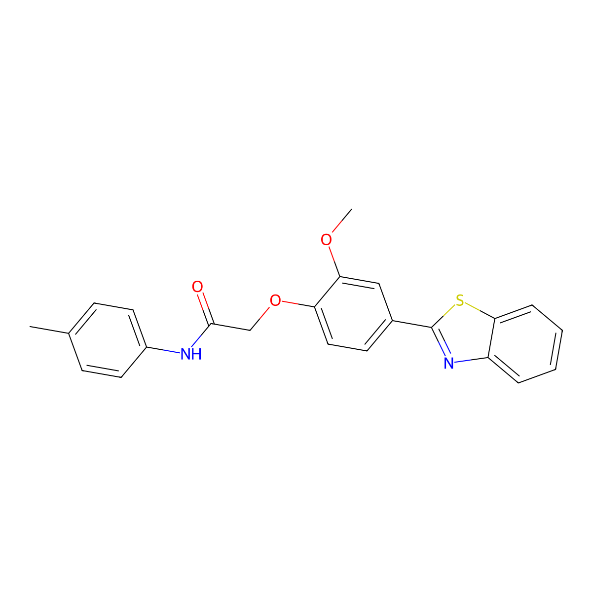 2-[4-(1,3-benzothiazol-2-yl)-2-methoxyphenoxy]-N-(4-methylphenyl)acetamide molecular structure, CAS 708993-46-8