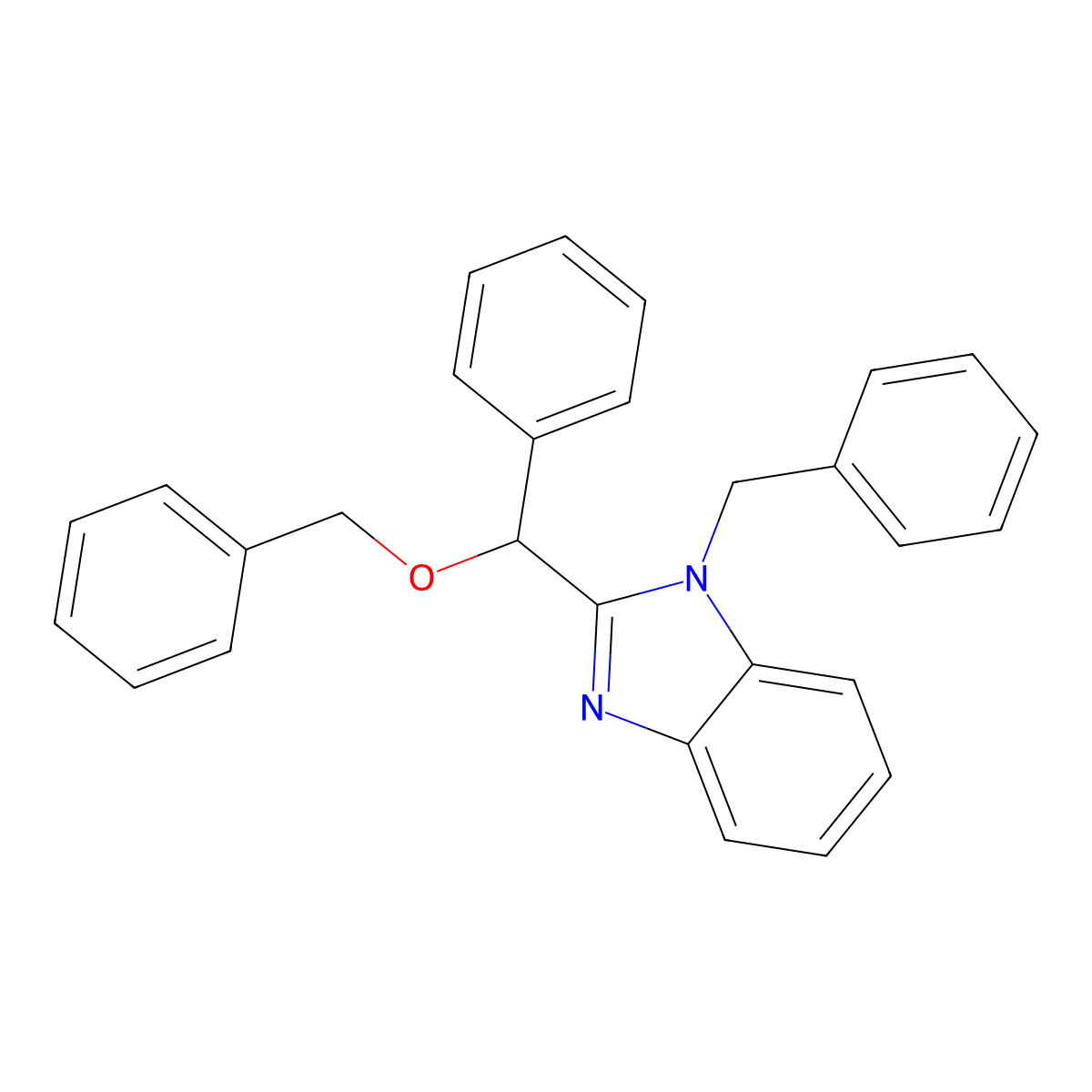1-Benzyl-2-[phenyl(phenylmethoxy)methyl]benzimidazole molecular structure, CAS 708993-49-1