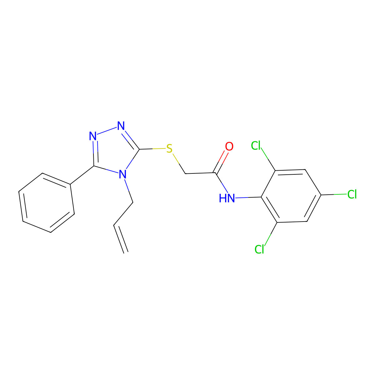 2-[(5-phenyl-4-prop-2-enyl-1,2,4-triazol-3-yl)sulfanyl]-N-(2,4,6-trichlorophenyl)acetamide molecular structure, CAS 708993-58-2