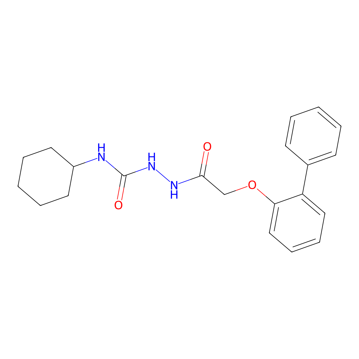 2-[(2-biphenylyloxy)acetyl]-N-cyclohexylhydrazinecarboxamide molecular structure, CAS 708993-64-0