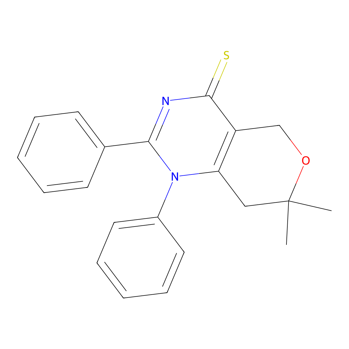 7,7-Dimethyl-1,2-diphenyl-5,8-dihydropyrano[4,3-d]pyrimidine-4-thione molecular structure, CAS 708993-72-0