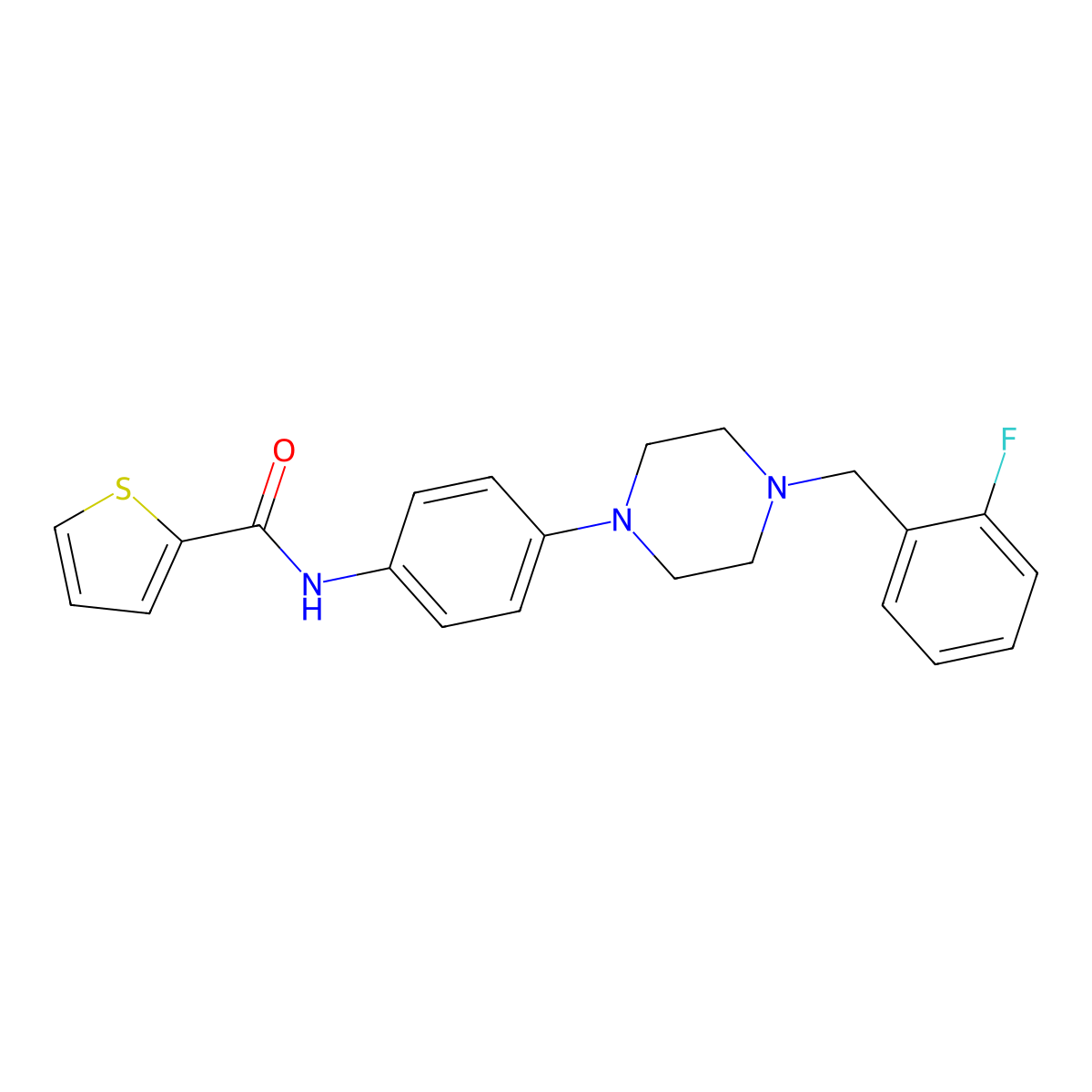 N-[4-[4-[(2-fluorophenyl)methyl]piperazin-1-yl]phenyl]thiophene-2-carboxamide molecular structure, CAS 708993-84-4