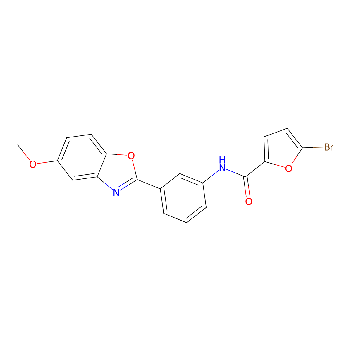 5-bromo-N-[3-(5-methoxy-1,3-benzoxazol-2-yl)phenyl]furan-2-carboxamide molecular structure, CAS 708993-90-2