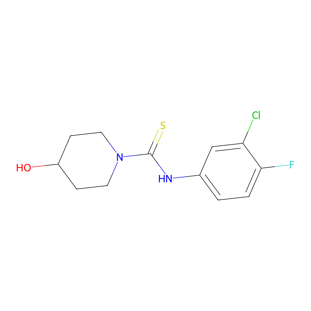 N-(3-chloro-4-fluorophenyl)-4-hydroxypiperidine-1-carbothioamide molecular structure, CAS 708993-92-4