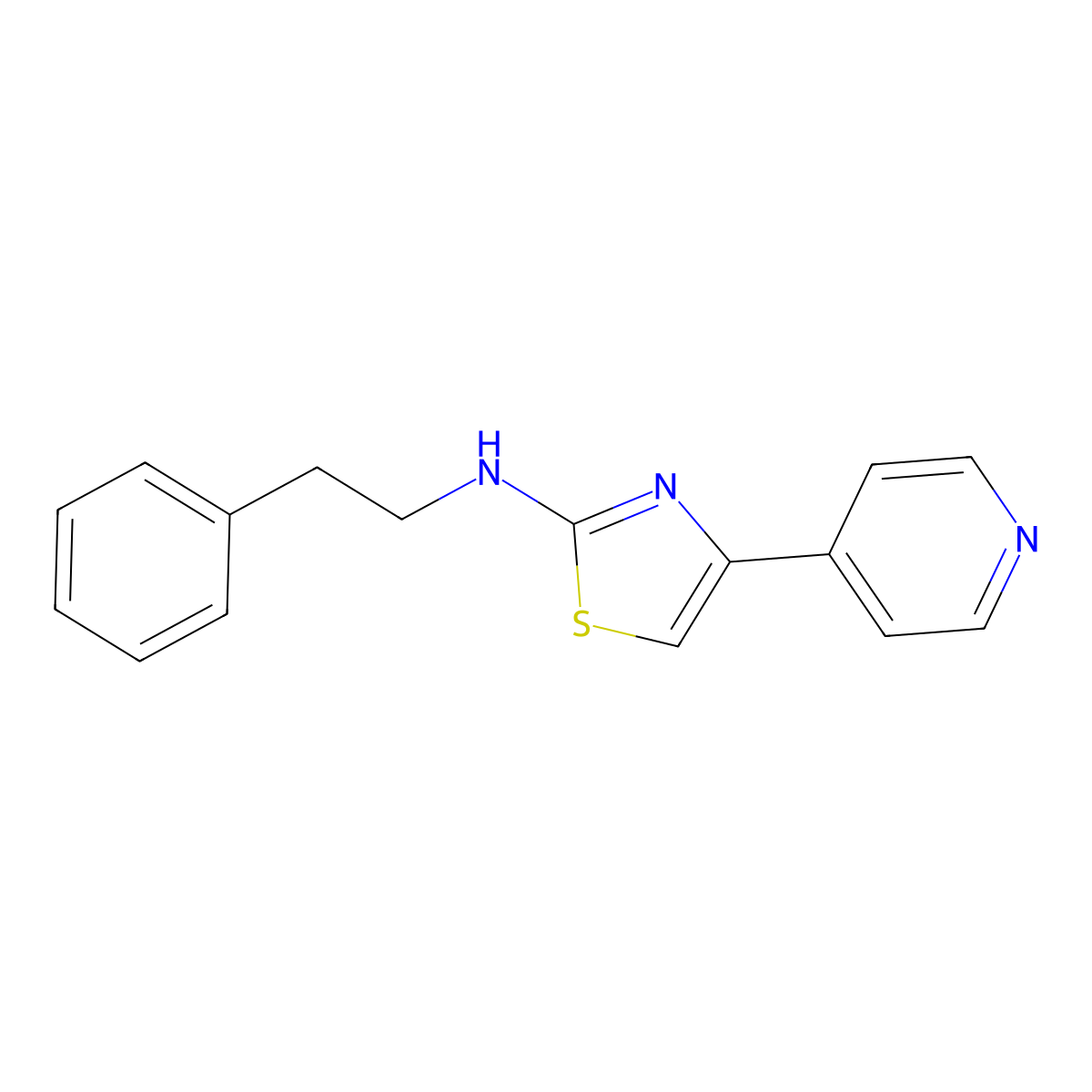 N-(2-phenylethyl)-4-pyridin-4-yl-1,3-thiazol-2-amine molecular structure, CAS 708994-08-5