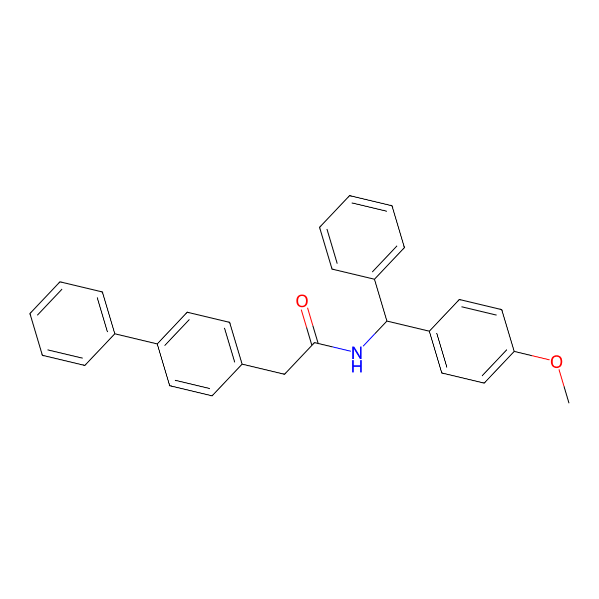N-[(4-methoxyphenyl)-phenylmethyl]-2-(4-phenylphenyl)acetamide molecular structure, CAS 708994-26-7
