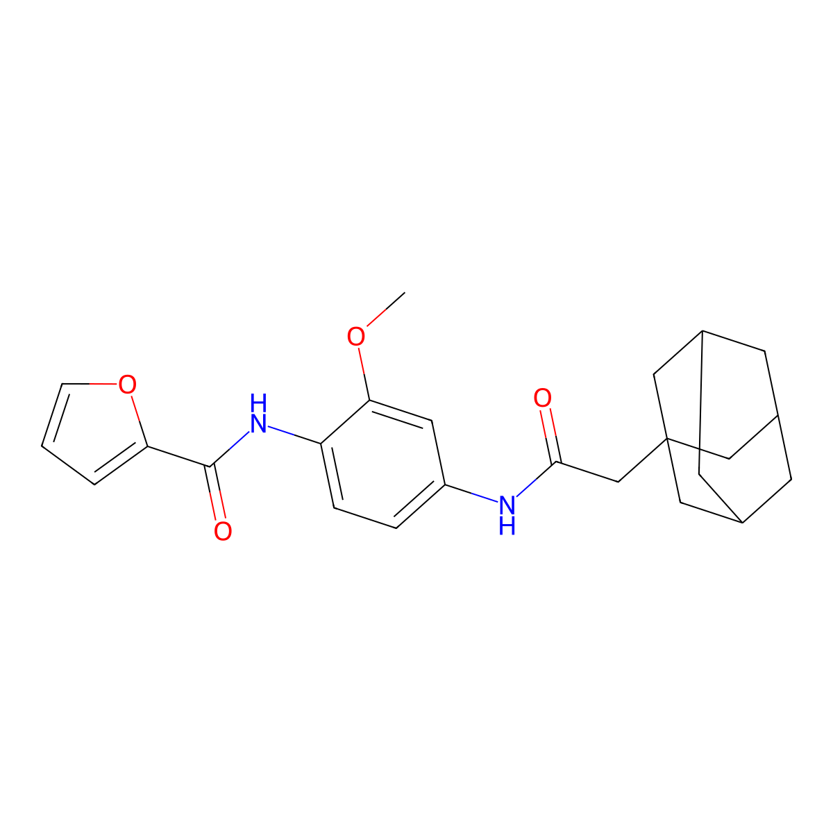 N-{4-[(1-adamantylacetyl)amino]-2-methoxyphenyl}-2-furamide molecular structure, CAS 708994-32-5