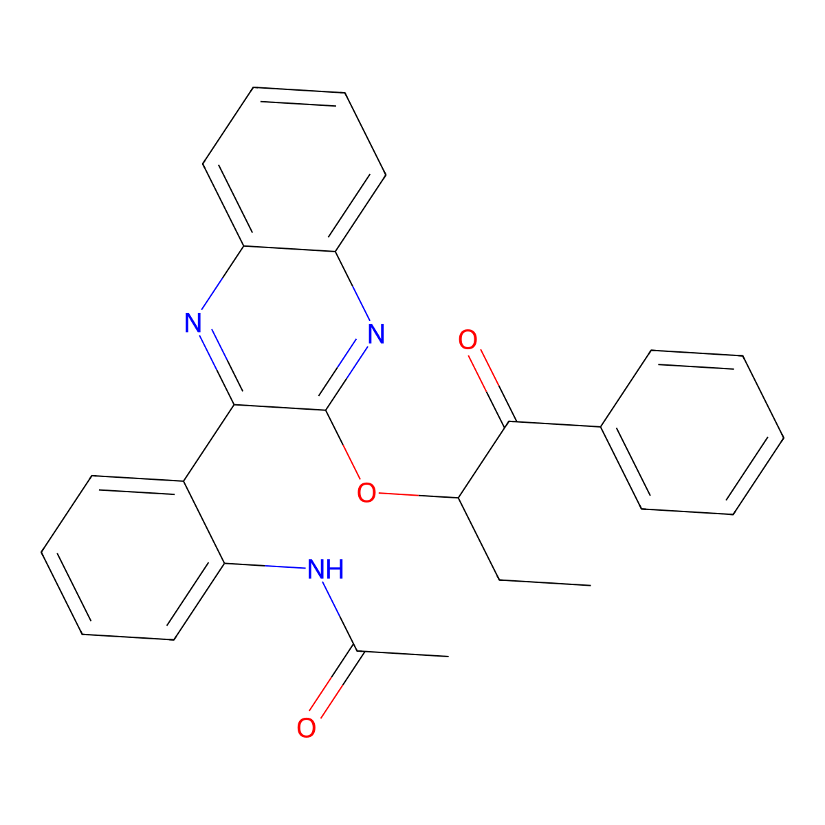 N-{2-[3-(1-benzoylpropoxy)-2-quinoxalinyl]phenyl}acetamide molecular structure, CAS 708994-50-7