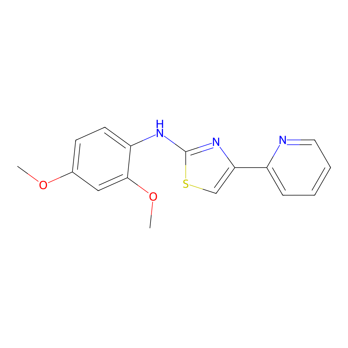 N-(2,4-dimethoxyphenyl)-4-(pyridin-2-yl)-1,3-thiazol-2-amine molecular structure, CAS 708994-57-4