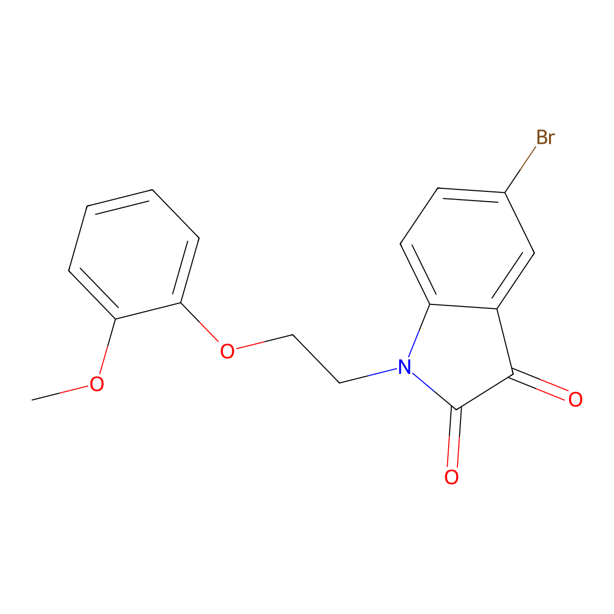 5-Bromo-1-(2-(2-methoxyphenoxy)ethyl)indoline-2,3-dione molecular structure, CAS 708994-64-3