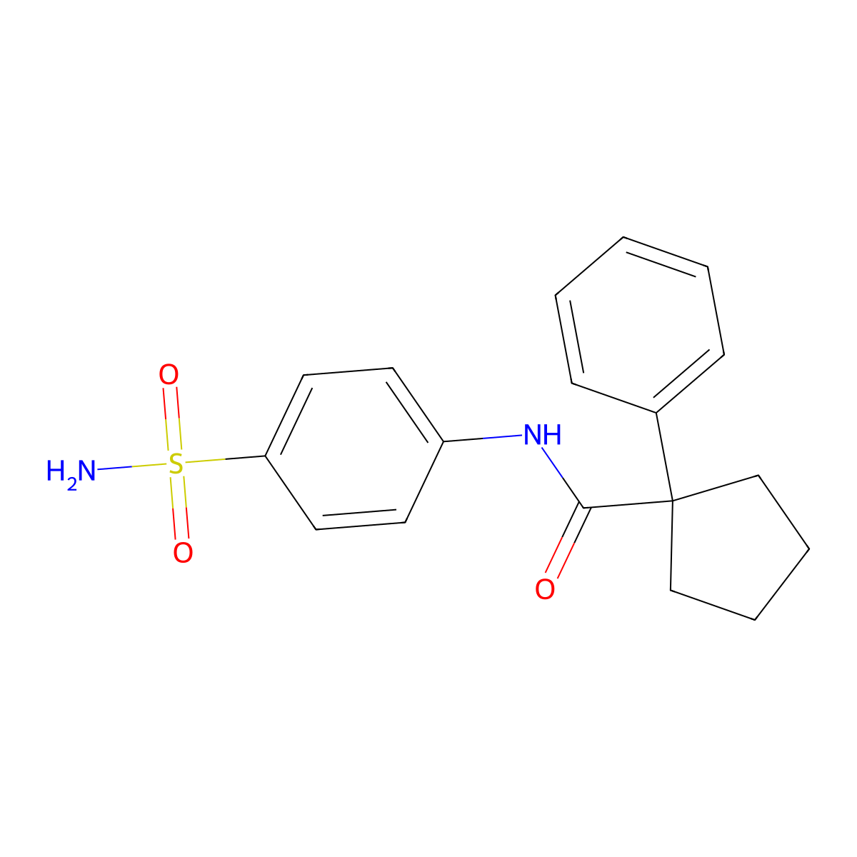 N-[4-(aminosulfonyl)phenyl]-1-phenylcyclopentanecarboxamide molecular structure, CAS 708994-65-4