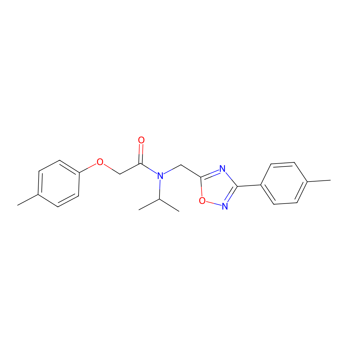 N-Isopropyl-N-((3-p-tolyl-1,2,4-oxadiazol-5-yl)methyl)-2-(p-tolyloxy)acetamide molecular structure, CAS 708994-70-1