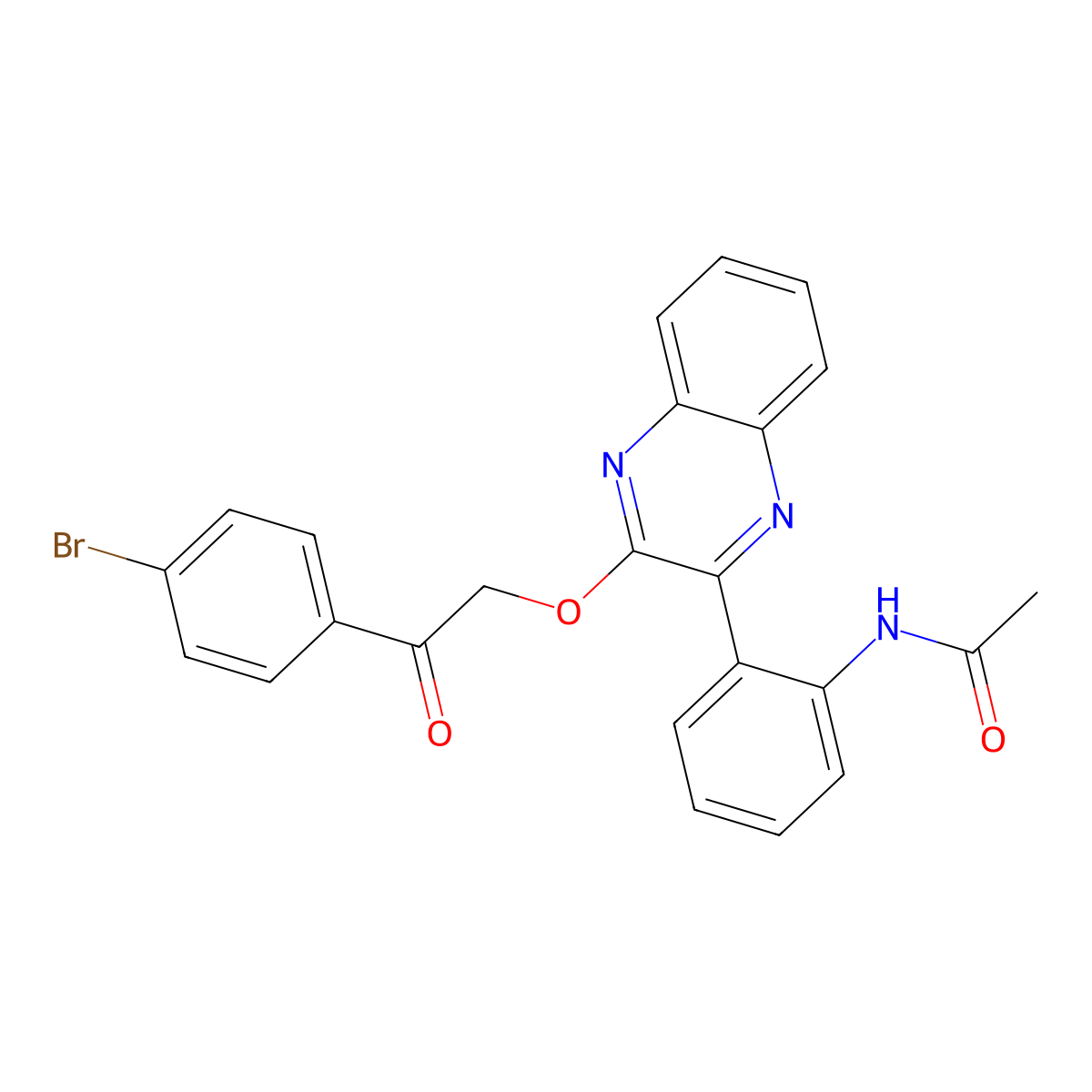 N-(2-{3-[2-(4-bromophenyl)-2-oxoethoxy]-2-quinoxalinyl}phenyl)acetamide molecular structure, CAS 708994-82-5