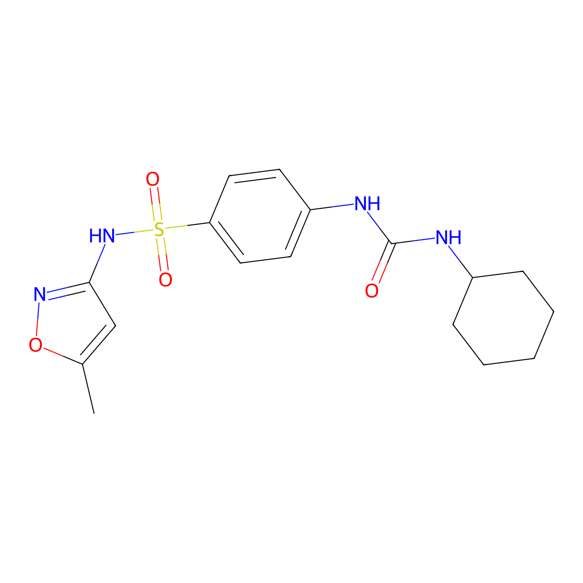 4-{[(cyclohexylamino)carbonyl]amino}-N-(5-methyl-3-isoxazolyl)benzenesulfonamide molecular structure, CAS 708994-99-4